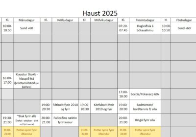 Við minnum á íþróttir fyrir fullorðna                     A reminder: Sports for adults